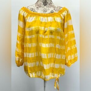 LOFT Bright Yellow and White Blouse